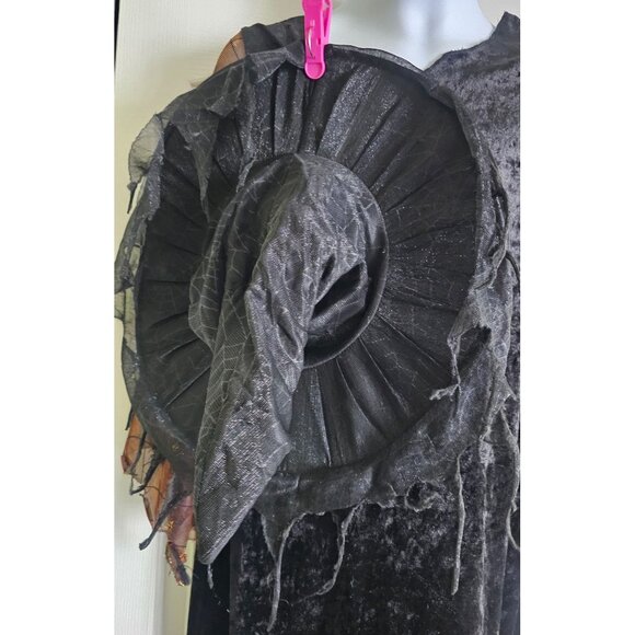 Spiderweb Witch Costume Velvet Dress Hat Bell Sleeve Halloween Spider Girls READ - Picture 2 of 7